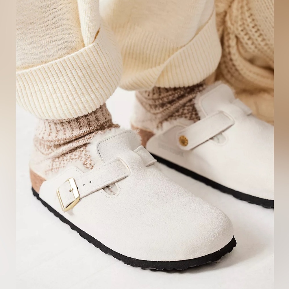 Birkenstock Boston Shearling Clog in Antique White